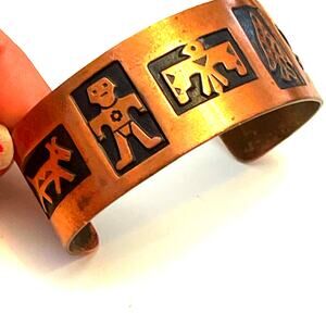 Vintage Copper Cuff Bracelet with Native American Motifs B#1